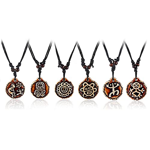 Pingyongchang Artificial Bone carving Sea Turtles Pendant Necklaces Gifts for Women Men Adjustable Rope 6/10 Pcs -6 PCS restore