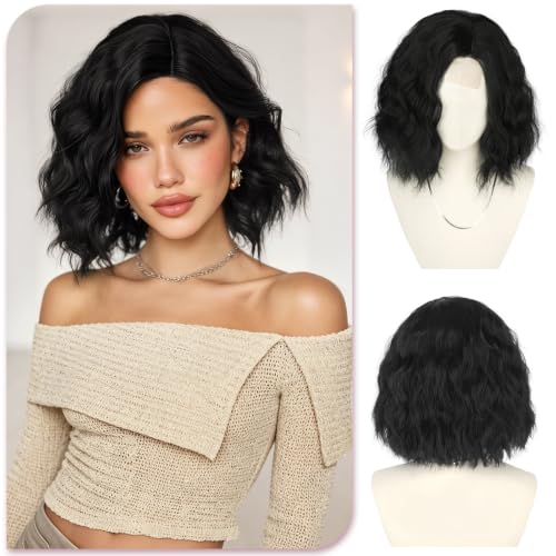 Sofeiyan Perruque Femme Naturelle,30 cm Perruque Courte Ondulée