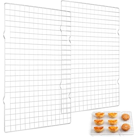 2 Pcs Cooling Rack for Cooking and Baking, 14.5"x10" Stainless Steel Cookie Cooling Rack, Thick Wire Rack for Baking Sheet, Baking Rack for Roasting, Grilling, Dishwasher Oven Safe,Fit Half Sheet Pan Cover