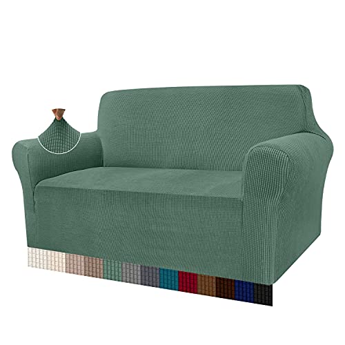 Granbest High Stretch Sofabezug Moderne Sofaüberwurf Jacquard Elastische Sofahusse für Wohnzimmer Protector für Hunde Haustiere (2 Sitzer, Salbei)