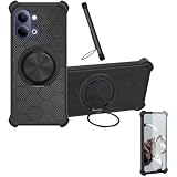 Case Compatible for Vivo iQOO Z11 Lite Phone Case Cover [with 1* Tempered Glass Screen Protector] Hybrid Case[360°Ring Support, Magnetic] CX-25-HEI