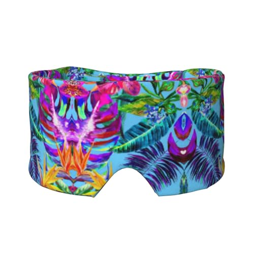 Protector de ojos para dormir con estampado de plantas tropicales de flores rosas, equipo reversible para dormir, envoltura de bloqueo de luz, para comodidad de viaje