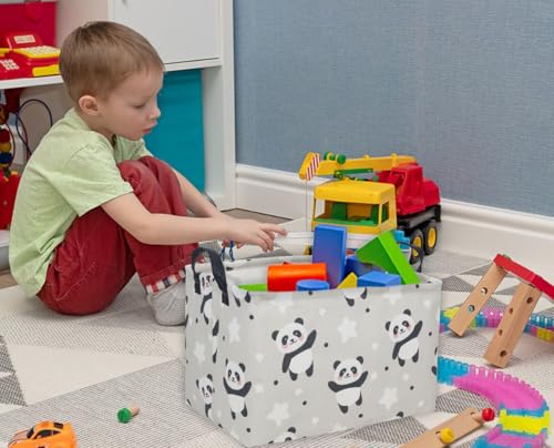 Image of Kids Basket Panda Storage Bins for Girls Rectangular Baby Gift Baskets Cute Toy Storage Bin Box Organizer Book Shelf Basket Sports Balls Room Decor(Panda)