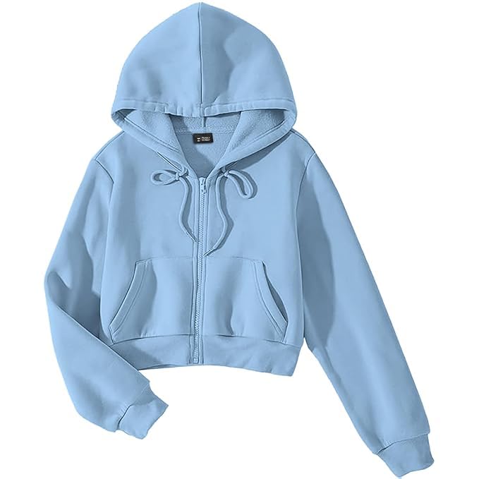 LLL FASHION Solid Fleece Crop Zipper Hoodie | Long Sleeves Winter Wear for Women's-picture-15