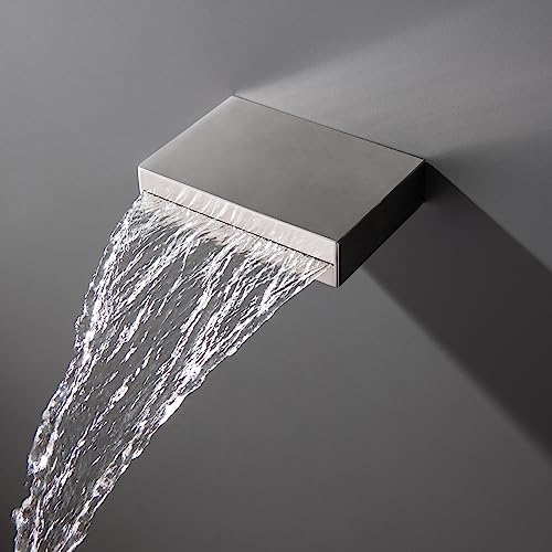 SevenGelok Waterfall Tub Spout Bathtub Spout for Bathtub Faucet SUS304 Stainless Steel & Solid Brass Bathroom Tub Faucet Replacement High Flow Shower Spout Brushed Nickel Wall Mount, TS1-BN by SevenGelok - Used condition - US$37.80