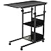 HOMCOM Mesa Auxiliar de Sofá 80x40 cm Mesa Lateral en Forma de C con 4 Ruedas Giratorias Frenos Altura Ajustable 3 Niveles de 72-82 cm Marco de Metal para Salón Cocina Negro
