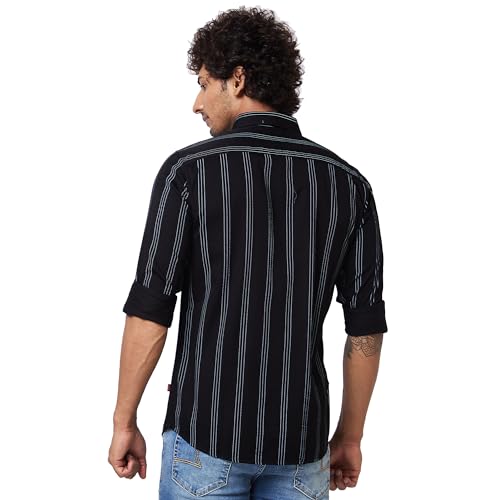 Image of Spykar Men's Regular Fit N /A Full Sleeve Striped Casual Shirts