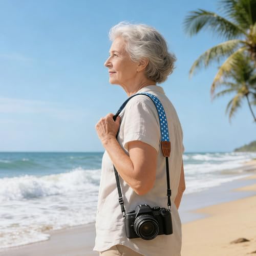 VANZACK Correa para Cámara Acolchada Azul de 73 Cm, Ajustable y Resistente a Golpes, Correa de Hombro Ergonómica para Fotógrafos, Adecuado para Viajes y Uso en Exteriores - imagen 5