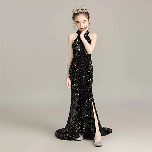 Little Girls Sequin Mermaid Dress Kids Long Tail Split Evening Dresses2