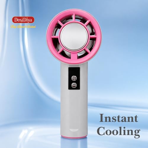 Image of Desidiya Portable Rechargeable Hand Fan 12000RPM 2600mAh LED Display | 200 adjustable speed levels with LED display showing battery percentage and wind speed.