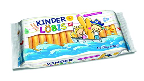 Kinder Löbis, Löffelbiskuits ohne Zuckerkruste, leckere Kinderkekse, Doppelpack 200g (2 x 100g)