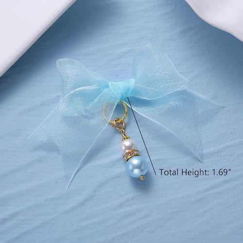 Image of MIXJOY Something Blue Gift for Bride, Wedding Day Bridal Blue Pearl Angel Wings Bouquet Garter Charm for Bride to Be