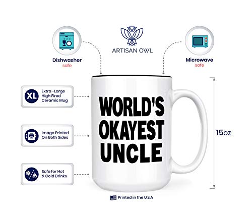 World's Okayest Uncle Black Inlay Large 15 Oz Double-Sided Coffee Tea Mug (World's Okayest Uncle) #TOP2