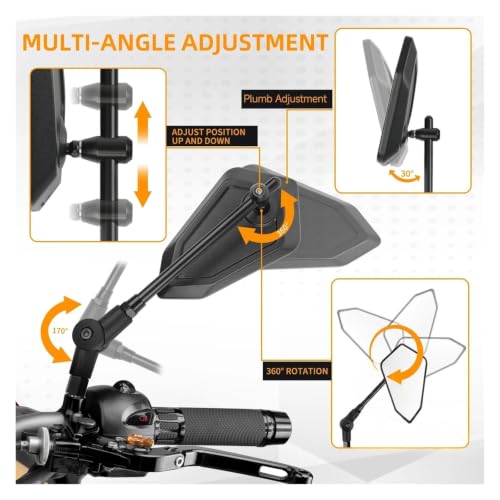 Espejos traseros duraderos moto giratorios 360 con soporte resistente a vibraciones 3