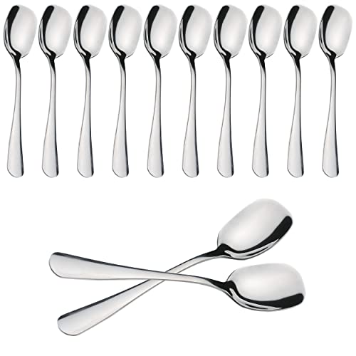 12 Cucchiai per Gelato Alto Lucido in Acciaio Inossidabile 14,5 x 3 cm