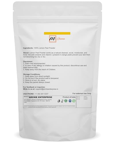 mGanna 100% Natural Lemon Peel Powder For Skin Care 0.50 LBS / 227 GMS / 8 Oz - Thumbnail 2