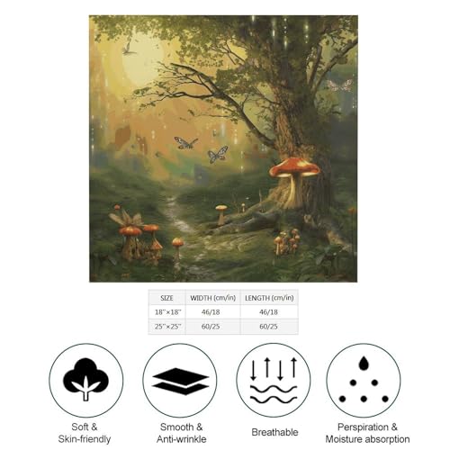 Forest with Fairies Butterflies Elves Women's Silk-Like Fashion Head Scarf Versatile Satin Square Bandana Kerchief2