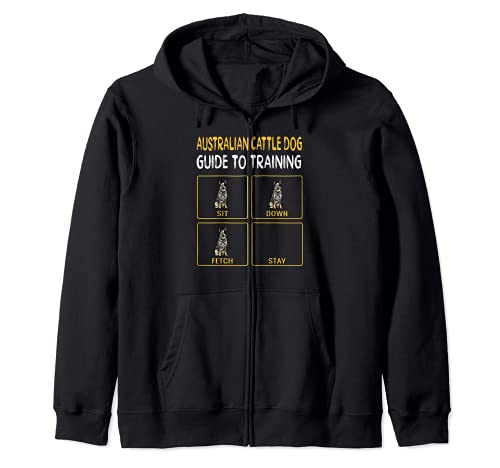 Funny Australian Cattle Dog Guide To Training Dog Obedience Zip Hoodie, Black