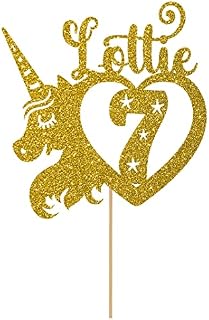 Personalised Birthday Glitter Cake Topper by Cakeshop | Custom Colour Any Name & Any Age Unicorn Heart Cake Decoration for 1st 2nd 3rd 4th 5th 6th 7th 8th 9th 10th 16th 18th | Baby Pink