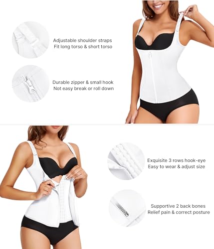 Image of Nebility Waist Trainer for Women Corset Shapewear with Zipper Women's Waist Cincher Tank Top with Adjustable Straps