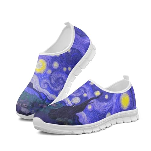 Image of Floral Sneakers for Women Colorful Art Shoes for Women Slip On Casual Work Shoes