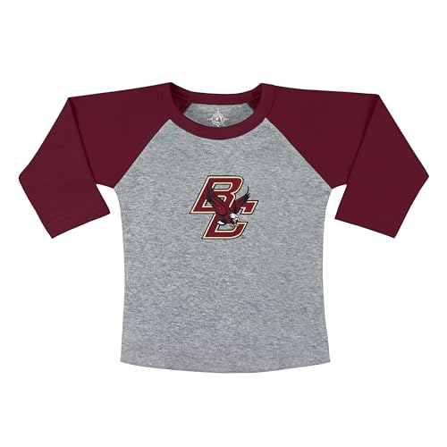 Creative Knitwear Boston College Eagles Newborn Baby Toddler 2-Tone Raglan Baseball Shirt,Maroon,24 Months