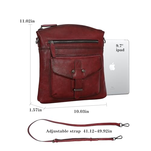 Image of HESHE Leather Crossbody Bags for Women Shoulder Handbags Satchel Purse | Spacious Medium Crossover Shoulder Purse with Adjustable Sling Straps Lightweight Hobo Bags for Work,Travel and Daily Use