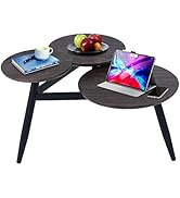 FurnitureR Pequeña Mesa de Café Redonda Mid Century Vintage Marco de Acero Mesa Auxiliar Mesa Aux...