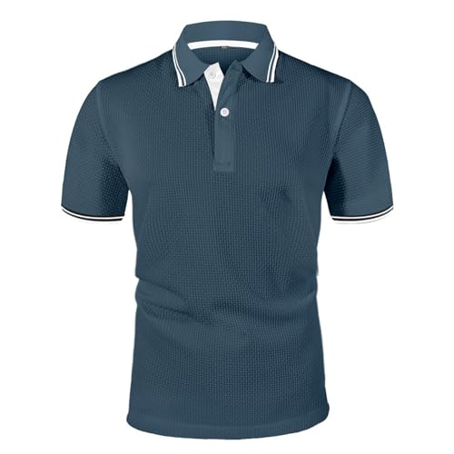 Mens Polo Shirts Short Sleeve Mesh Ice Silk Rugby Shirts Cool Breathable Golf Tshirts Lightweight Golf Tops Button Placket Summer Business Casual Adult Polos Sports Tennis T-Shirts