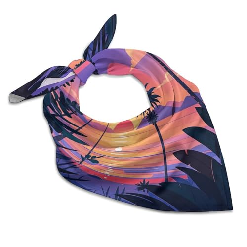 FJWKLRBV Head Scarf for Women Sunset & Sea View Women's Satin Silk Scarf Square Satin Hair Scarves Silk Bandana