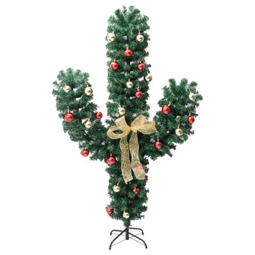 Cactus de Noël artificiel 150 cm éclairé 90 LED blanc chaud avec support en acier - 4