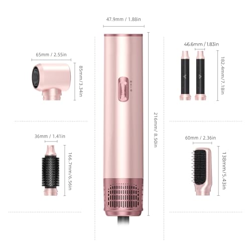 Image of 5 in 1 Hair Dryer Brush Set, Air Curler Wrap Hair Styler Blow Dryer Brush with 3 Temps, Upgrade Negative Ion Hot Air Brush Curling Brush Iron, Hair Styling Tools for Dry Curl Straighten