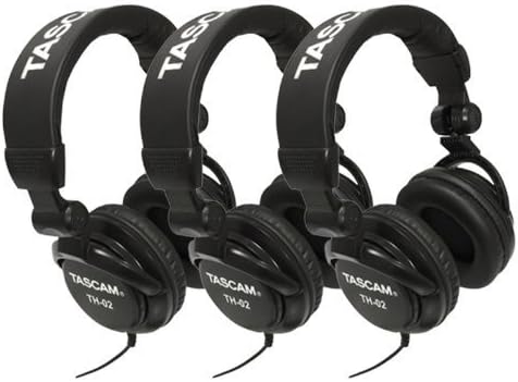 TH-02 Closed-Back Studio Monitor Headphones 3-Pack (Black) Bundle