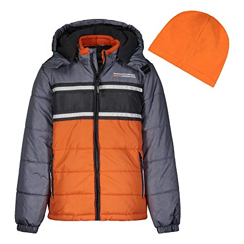 Image of LONDON FOG Boys' Toddler Color Blocked Winter Puffer Jacket with Hat