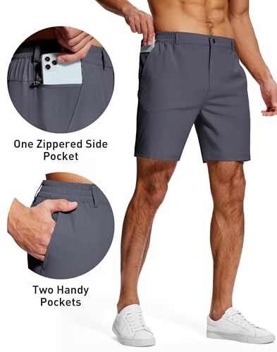 Mens Stretch Golf Shorts 7 Inch Inseam Quick Dry Lightweight Dress Shorts for Men with Zipper Pockets Hiking4