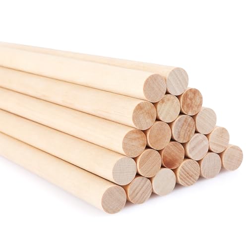 SOSMAR 20 Stück Holzstäbe Rund 12,5mm Holzstäbchen zum Basteln 30cm Länge Birkenholz Holzleisten zum Basteln Bastelholz Stäbe runde Bastelhölzer für Modellbau DIY Handwerk