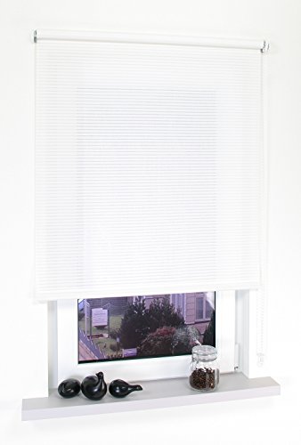 Liedeco® Rollo, Fenster Rollo, Kettenzug-Rollo / 82 x 180 cm (Breite x Höhe), Streifen weiß/Stoff mit Dekor, Lichtdurchlässig, Blickdicht/viele Farben, Größen und Typen/Variable Montage möglich