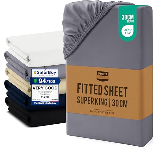 Utopia Bedding Fitted Sheet Super King Grey