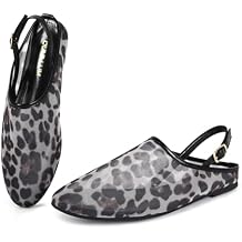 Dumalum Mesh Ballet Flats for Women Mary Jane Animal Print Shoes Casual Comfortable Ballerina Flats