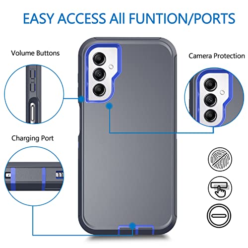 Defender Case For Samsung Galaxy A14 5G,Bisbkrar Phone Case [Military Grade] 3 In 1 Shockproof Rugged Protective, Heavy Duty Bumper Cover(Black(With Belt Clip)) (Blue) #TOP4