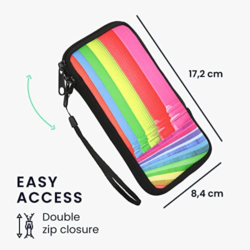 Kwmobile Neoprene Sleeve For Smartphone Size Xl - 6.7/6.8" - Shock Absorbing Pouch Case - Protective Phone Bag - Rainbow Columns Multicolor #TOP5
