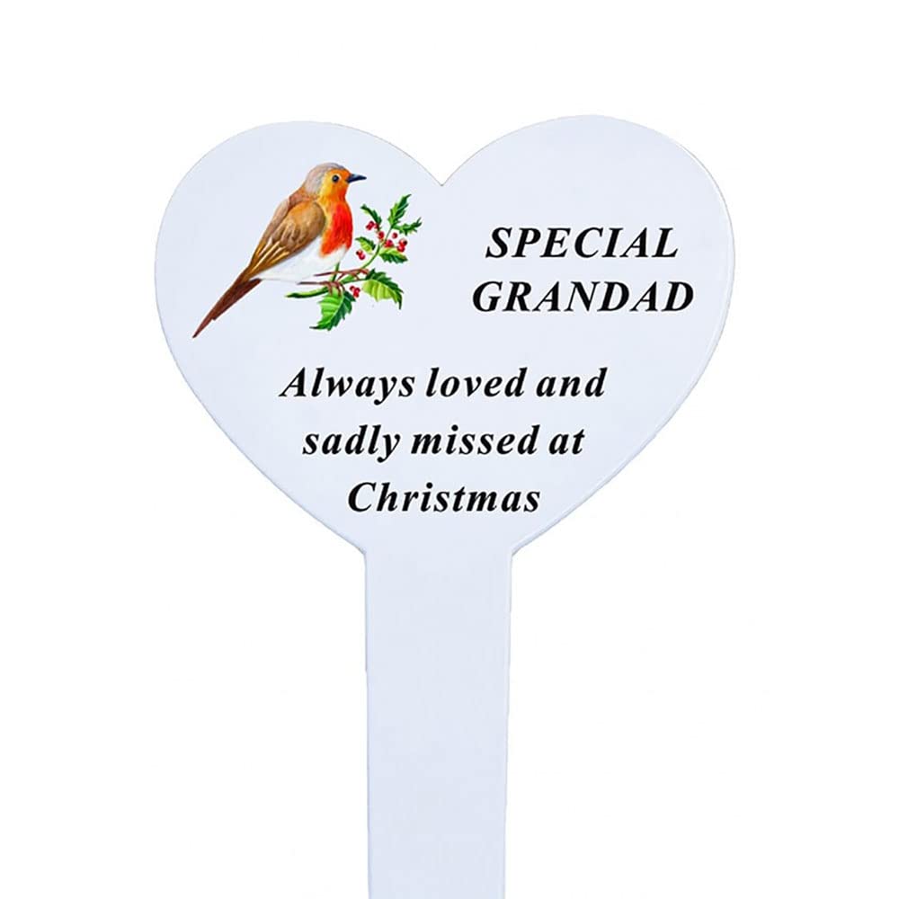 Angravememorials Multicoloured Special Grandad Christmas Memorial Heart Stake 23Cm X 13Cm