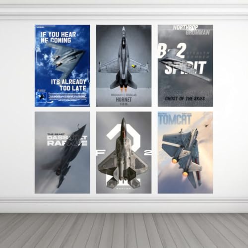 Image of Military Aircraft Collection Wall Poster Set of 6 | A4 Size 29.7 x 21 cm, 300 GSM Premium Art Print