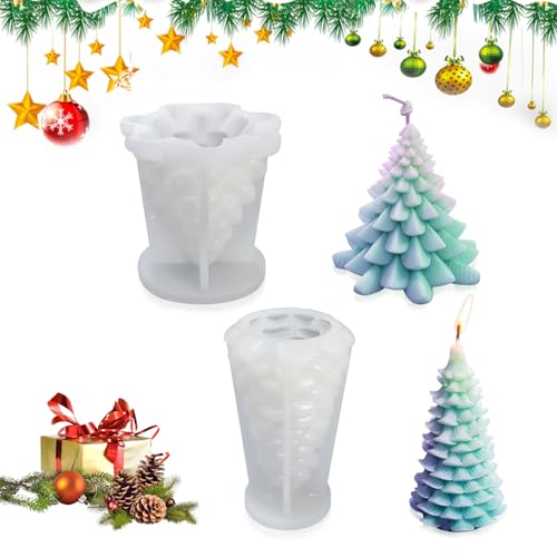 Dfuqanb 2 Piezas Moldes de silicona para velas decorativas navideñas, Muelle de vela de Navidad para hacer velas, Adecuado para velas perfumadas de bricolaje, decoraciones de manualidades