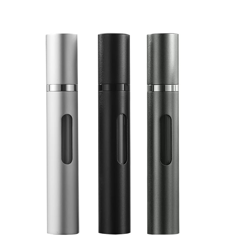10ml 3pcs Perfume Travel Refillable Bottle,Perfume Atomizer Travel Refillable, Bottom-Filling Fragrances Perfumes Bottle,Mini Cologne Dispenser,Portable Sprayer（Black-Grey-Silver）-image-29