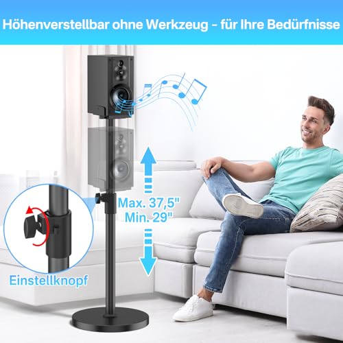 Set luidsprekerstandaarden voor de Sony HT-A9 SA-RS5 SA-RS3S luidsprekerstandaarden met soundbarbevestigingen. In hoogte verstelbare Luidspreker Standaard van 29" tot 37,5". - Afbeelding 5