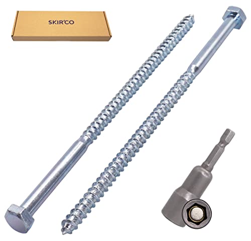 SKIR'CO (6 pcs) DIN 571 Zinc Plated Steel Hexagon Wood Screws M8 x 200 mm, Coach Screws, Hex Screw, Lag Bolts (With Magnetic Hex Bit) - Image 2