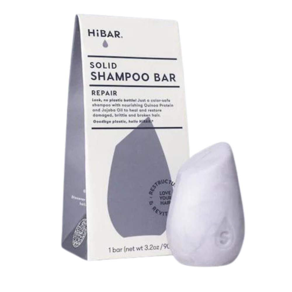 HIBAR - Repair Shampoo Bar - For Damaged, Broken, Brittle Hair - Restore & Nourish - With Quinoa Protein & Jojoba Oil - Plastic-Free - Soap, Paraben &