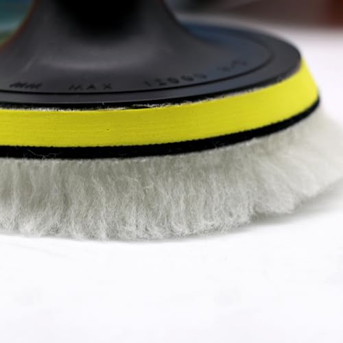 7 Stück ø 75mm Polierpads Lammfell pad Polieren polierscheibe Polierset Set mit Klett pad + M10 Bohrer Adapter Wolle Polierhaube Lammwolle Polierfell für Auto poliermaschine