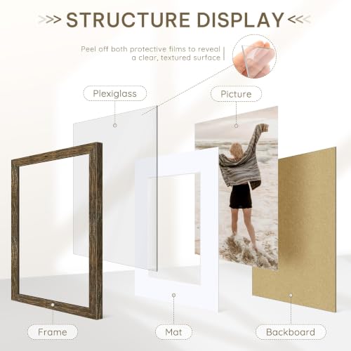 Image of Picrit 16x16 Rustic Brown Picture Frame, Poster Frame for Wall, 3 Pack